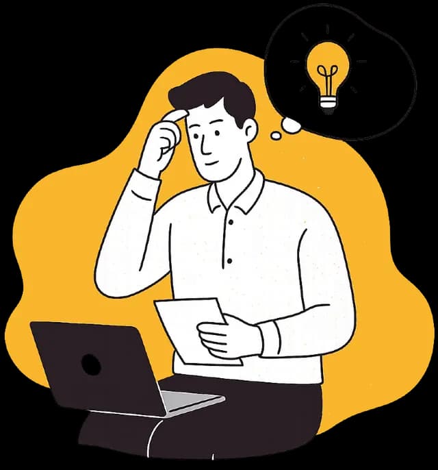Person thinking with idea