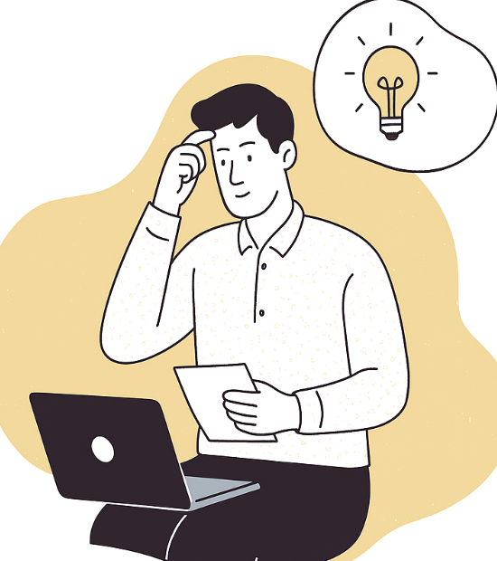 Person thinking with idea